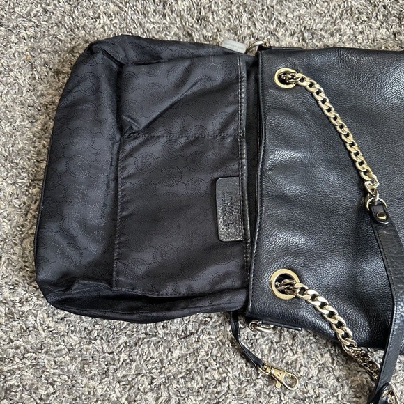 Michael Kors Jet Set Travel Medium Chain Shoulder Tote Pebbled Leather Black - Picture 10 of 11